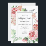 エレガントなピンクのバラの花の60歳の誕生日パーティー 招待状<br><div class="desc">誕生日パーティーの招待状にぴったりなエレガントなデザイン。淡いピンクのバラの花、蕾、実が開放的で軽やかな花のフレームを生み出します。ソフトなセージグリーンの葉と葉脈がモダンな植物学的な雰囲気を加えています。伝統的でクラシックなフォントとテキストが、タイムレスな品質を醸し出しています。このアイテムは、エレガントなピンクのバラの花のコレクションの一部です。パーティーの計画を簡単にするために、様々な協調した招待状やパーティー用品が含まれています。</div>