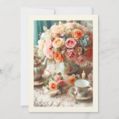 エレガントなピンクのバラの花束 招待状 (裏面)