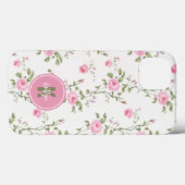エレガントなピンクのバラの花柄モノグラム Case-Mate iPhoneケース (裏面 (横))