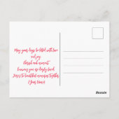 エレガントなピンクのバラの花輪 ロマンチックなメッセージ付き ポストカード (裏面)