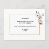 エレガントなピンクのバラの花 現代の名誉ある仲人 インビテーションポストカード (裏面)