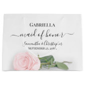 エレガントなピンクのバラ メイド・オブ・オナーの結婚式 ラージペーパーバッグ (正面)