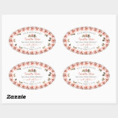 エレガントなピンクのバラ 白い商品パッケージラベル 楕円形シール (シート)