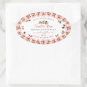 エレガントなピンクのバラ 白い商品パッケージラベル 楕円形シール (バッグ)