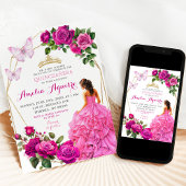 エレガントなピンクのフクシア蝶の花のキンセアニエラ 招待状