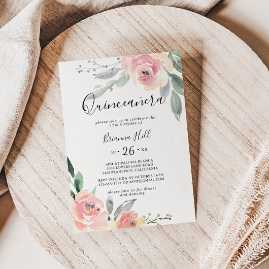 エレガントなピンクのフラワーリングのキンセアニエラ 招待状