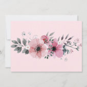 エレガントなピンクのフローラルデザイン 洗礼式招待状 招待状 (裏面)