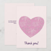 エレガントなピンクのブッシュの花のハートの感謝カード 招待状 (正面/裏面)
