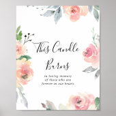 エレガントなピンクのブッシュの花 このキャンドルは燃え尽きるサイン ポスター (正面)