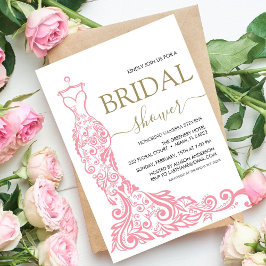 エレガントなピンクのブッシュドレス　結婚式前祝い 招待状