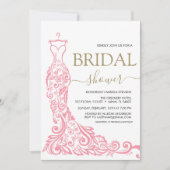エレガントなピンクのブッシュドレス　結婚式前祝い 招待状 (正面)