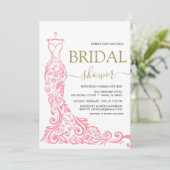 エレガントなピンクのブッシュドレス　結婚式前祝い 招待状 (スタンド正面)
