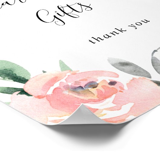 エレガントなピンクのブッシュ フローラル カードとギフト サイン (角)