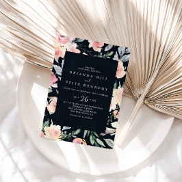 エレガントなピンクのブッシュ フローラル ジオメトリック カジュアル ウェディング 招待状