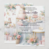 エレガントなピンクのブライダルシャワーランチョン招待状 招待状 (正面/裏面)