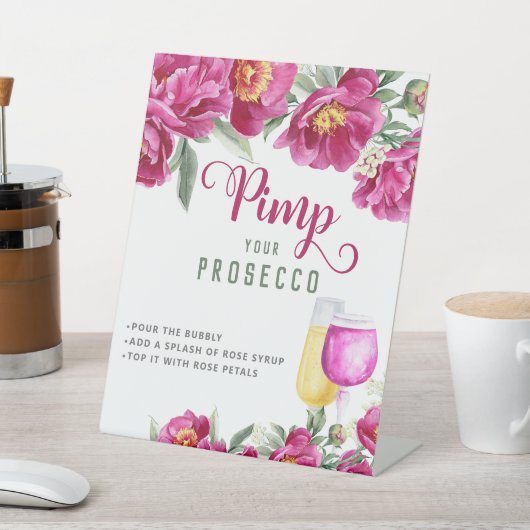 エレガントなピンクのブライダルシャワー お姫様のプロセッコバーをグレードアップ 台座サイン (インサイチュ)