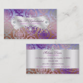 エレガントなピンクのブラウンの紫色のダマスク織の渦巻 名刺 (正面/裏面)