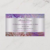 エレガントなピンクのブラウンの紫色のダマスク織の渦巻 名刺 (裏面)
