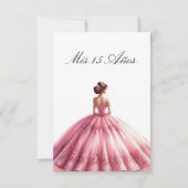 エレガントなピンクのプリンセスのキンセアニエラ招待状 招待状 (裏面)