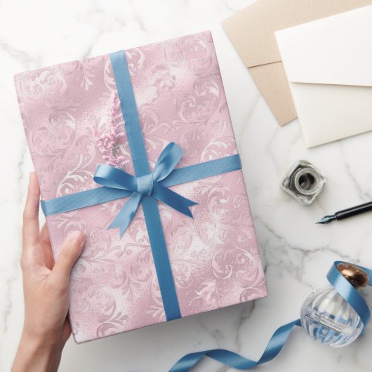 エレガントなピンクのプレシャス ブライダルシャワー ラッピングペーパー (ギフト)