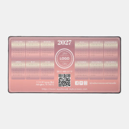 エレガントなピンクのプロモーションカレンダー ビジネス 2027 デスクマット