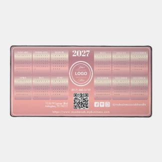 エレガントなピンクのプロモーションカレンダー ビジネス 2027 デスクマット