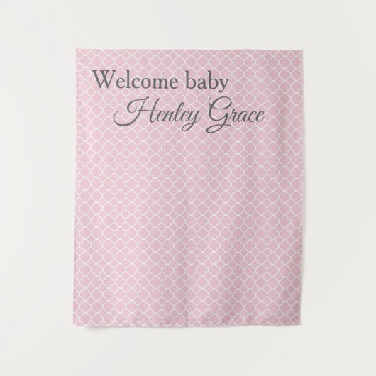 エレガントなピンクのベビーシャワーの写真の背景幕 タペストリー (正面)