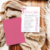 エレガントなピンクのボウのオーバー・オア・アンダー ブライダルシャワーゲーム 招待状