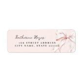 エレガントなピンクのボウの結婚式 返信先ラベル ラベル (正面)