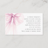 エレガントなピンクのボウベイビーシャワーブック 赤ちゃんのための本 エンクロージャーカード (裏面)