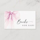 エレガントなピンクのボウベイビーシャワーブック 赤ちゃんのための本 エンクロージャーカード (正面)
