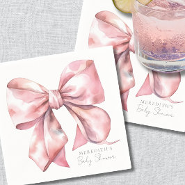 エレガントなピンクのボウベイビーシャワー スタンダードカクテルナプキン