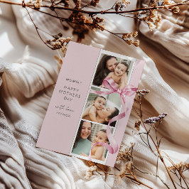 エレガントなピンクのボウ3枚写真 マザーズデー カード