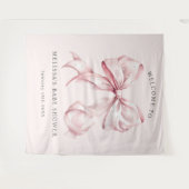 エレガントなピンクのボウ&パール ベビーシャワー タペストリー (正面(横))