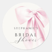 エレガントなピンクのボウ ブライズシャワー スティッカー ラウンドシール (正面)