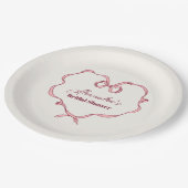 エレガントなピンクのボウ ブライズシャワー ペーパープレート (アングル)