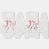 エレガントなピンクのボウ ブライダルシャワーのお礼 フェイバーボックス (見開き)