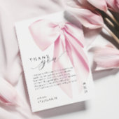 エレガントなピンクのボウ ブライダルシャワー サンキューカード