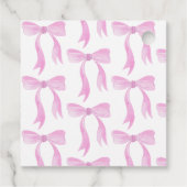 エレガントなピンクのボウ ブライダルシャワー スクリプト サンクス フェイバータグ (裏面)