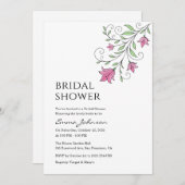 エレガントなピンクのボタニカル ブライダル シャワー 招待状 (正面/裏面)