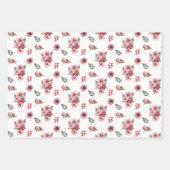 エレガントなピンクのポインセチアのクリスマスホリデーパターン ラッピングペーパーシート (正面)