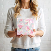 エレガントなピンクのマグノリアの花模様の水彩画 ラッピングペーパー