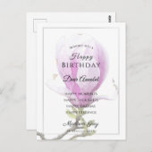 エレガントなピンクのマグノリアの誕生日メッセージ ポストカード (正面/裏面)