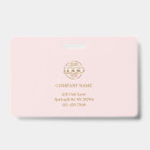 エレガントなピンクのミニマルな企業社員写真ID バッジ (裏面)