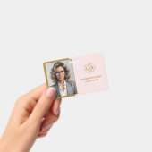 エレガントなピンクのミニマルな企業社員写真ID バッジ (手持ち)