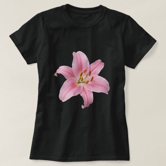 エレガントなピンクのユリの花 Tシャツ (デザイン正面)