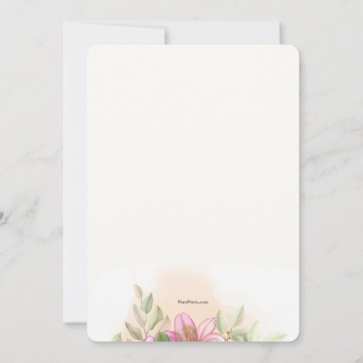 エレガントなピンクのユリの2 招待状 (裏面)