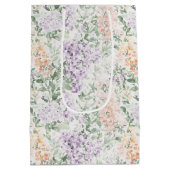 エレガントなピンクのライラック ラベンダー 花の花嫁のシャワー ミディアムペーパーバッグ (裏面)