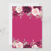エレガントなピンクのラズベリー ブラッシュ ピンクの花の結婚式 招待状 (裏面)