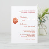 エレガントなピンクのラタン シェル ウェディング インビテーション (スタンド正面)